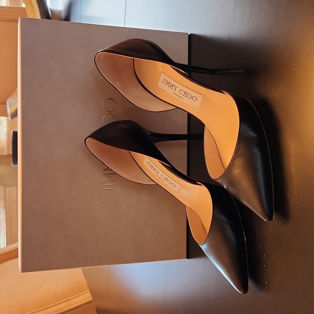 Jimmy Choo Black Pointed-Toe D'Orsay Stiletto Heels